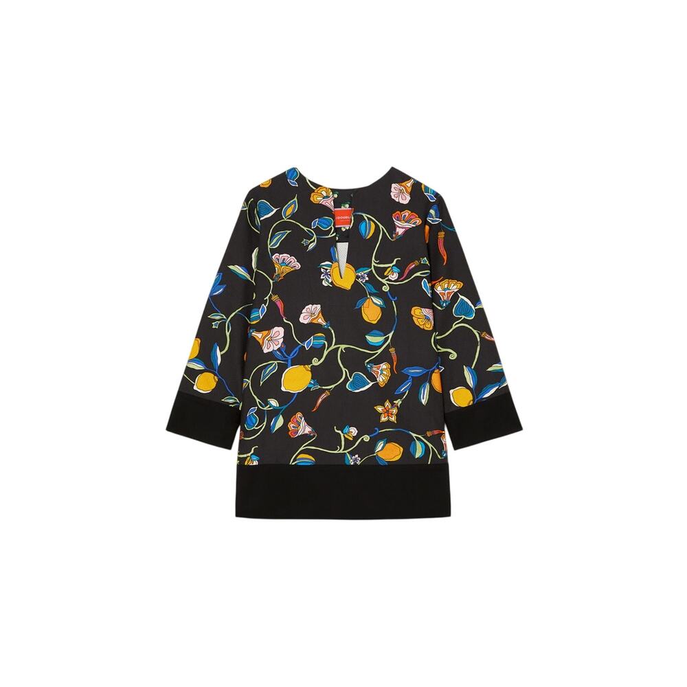 La Doublej Printed Textured Cotton Black Tunic Size Large Top NWT